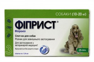 ФИПРИСТ, спот он, капли для собак, весом 10-20 кг, от блох и клещей, Фипронил 134 мг 